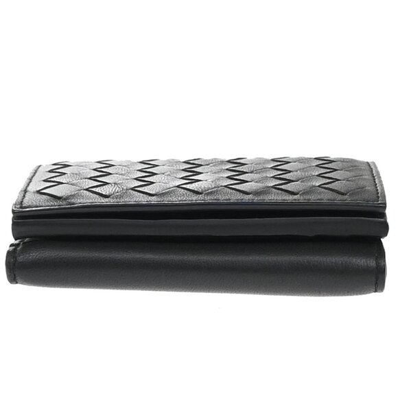 BOTTEGA VENETA INTRECCIATO Trifold Compact Wallet Leather Black Italy - Picture 6 of 13